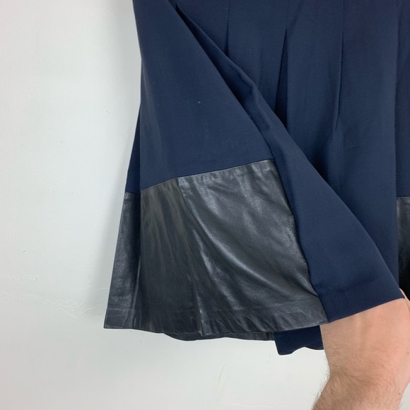 Vince Wool Leather Detailed Pleated Circle Skirt - Picture 3 of 5